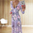 Amazon eBay Cross border 2024 Summer Chiffon Printed Long Dress V-neck Dress Long Sleeve Split Dress Women - Lootquake