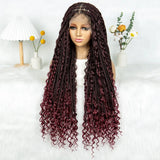 32" Natural Boho Knotless Braids Wig | HD Lace Front | Baby Hair | Synthetic