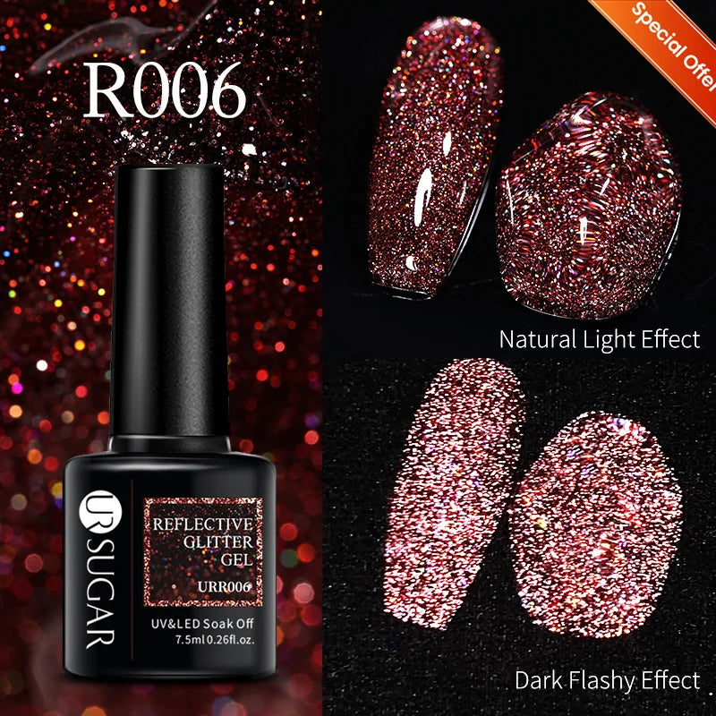 UR SUGAR 7.5ml Glitter UV Gel Nail Polish Glitter Sequins Soak Off UV Gel Varnish Colorful Nail Gel Polish DIY Nail Art Polish