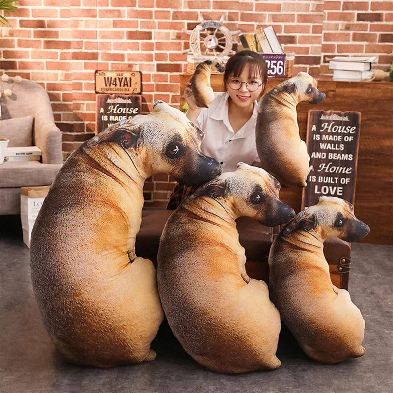 Cojín de perro 3D de peluche, muñeco de peluche realista, cojín para sofá, silla de oficina, decorativo, regalo creativo para el hogar