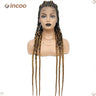 36" Jumbo Cornrow & Knotless Box Braids Wig | Full Lace | Light Brown Lace | Synthetic