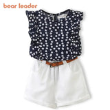 Bear Leader New Summer Casual Children Sets Chiffon Flowers Blue T-shirt Pants Girls Clothing Sets Kids Summer Set for 3-7 Years - Lootquake