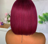 180D Orange/Ginger & Blonde Straight Human Hair Bob Wig with Bangs | Full Machine Made Remy for Women (P4/30, 613, 99J, T1B/27)