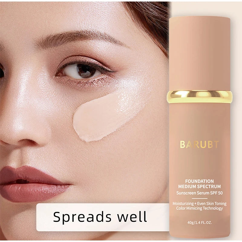 Fond de teint bionique 4 en 1, anti-cernes liquide, hydratant, couvrance totale, longue tenue, waterproof, spectre SPF50+, imite les couleurs