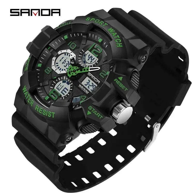 SANDA 3168 White Sport Watch  LED Digital 50M Waterproof Watch Men Multifunction Clock Relogio Masculino Men Military Watches - Lootquake