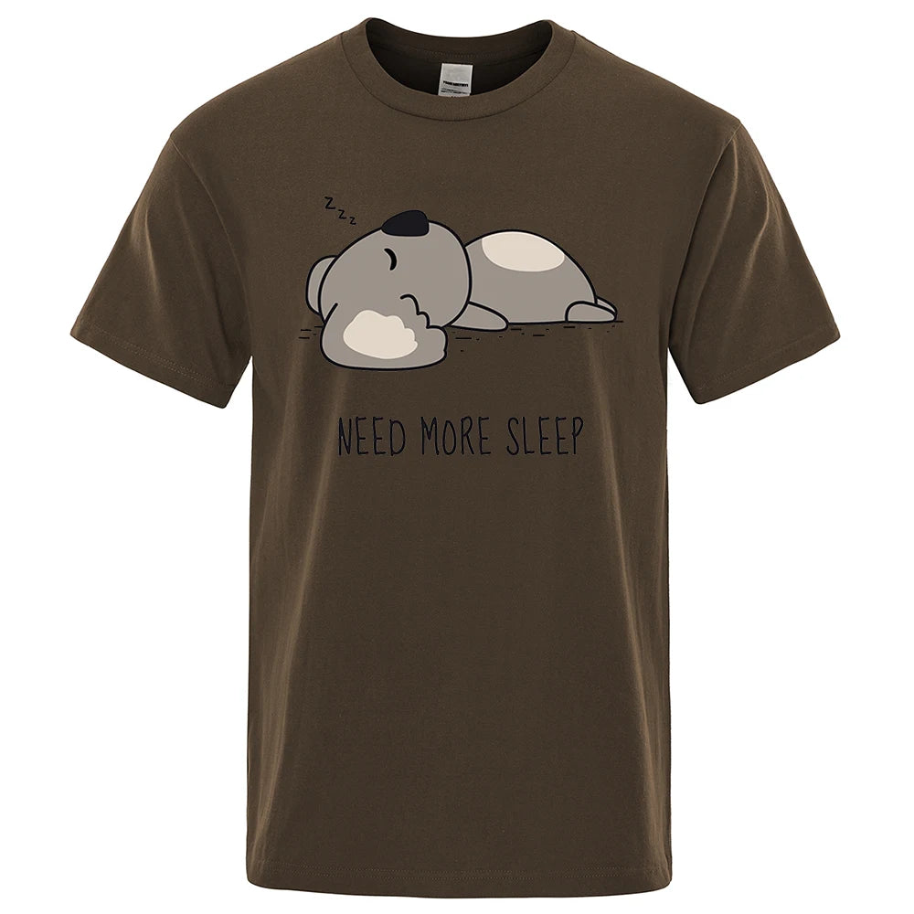 Need More Sleep Cartoons Bear Men Tshirt Street T-Shirts Hip Hop Unisex Tops Fashion Cotton Clothes Casual Breathable T Shirt - Lootquake