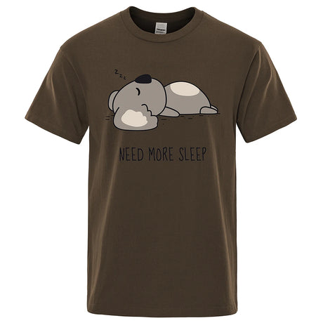 Need More Sleep Cartoons Bear Men Tshirt Street T-Shirts Hip Hop Unisex Tops Fashion Cotton Clothes Casual Breathable T Shirt - Lootquake