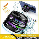 Altavoz Bluetooth inalámbrico con luces RGB, sonido estéreo y soporte para teléfono: minialtavoz portátil de viaje para iPhone y Android.