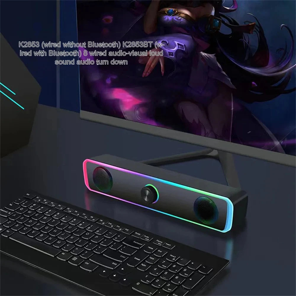 Altavoz Bluetooth 4D Surround Sound Bar Altavoces de computadora con cable Subwoofer estéreo Barra de sonido para computadora portátil PC Cine TV Aux 3.5mm
