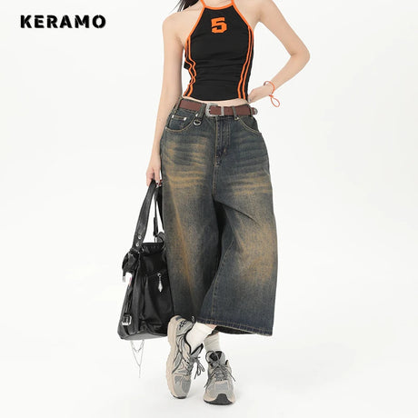 Vintage Streetwear Women Jeans 2024 Summer Loose Male Wide Leg Knee Length Shorts Men's Oversize Fashion Denim Trouser Pants Y2K - Lootquake