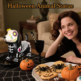Halloween Animal Statue Skeleton Dog Cat Figurines Room Decor  Resin Halloween Decorations Table Centerpieces for Porch Patio