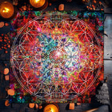 Nappe de tarot mandala bleu, nappe de vie florale pour tarot, ciel étoilé mystique, nappe d'autel Wicca, tapis de jeu de cartes
