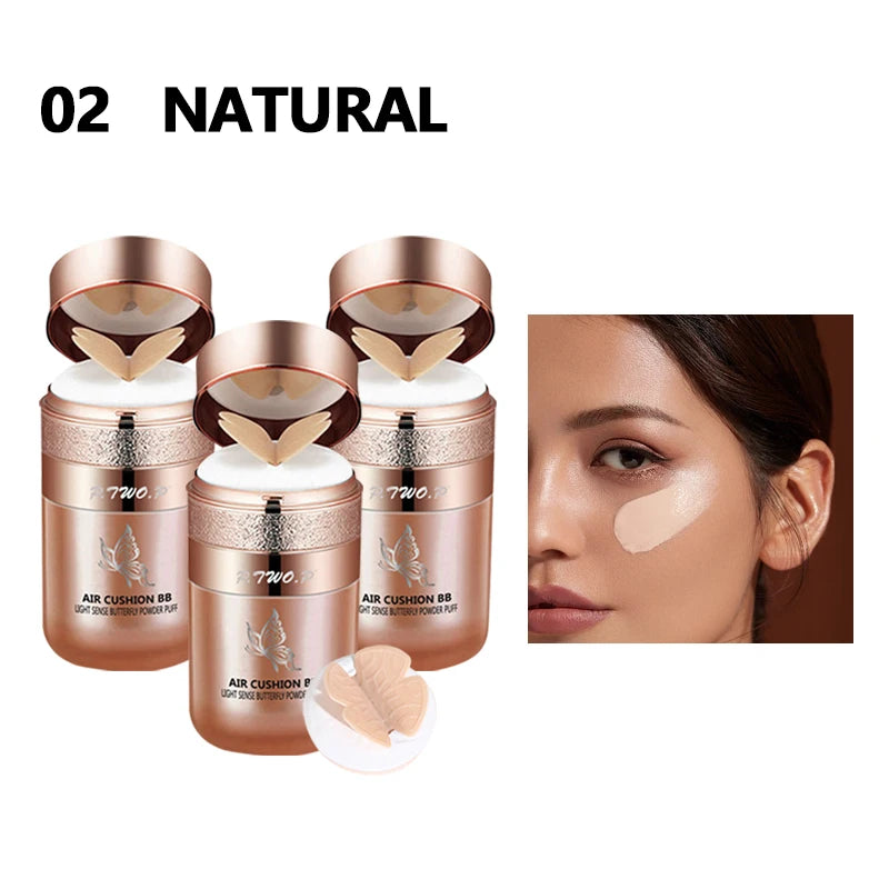 Crema BB con cojín de aire, polvos de mariposa, base hidratante, corrector, blanqueador, control de grasa, maquillaje resistente al agua, cosméticos.