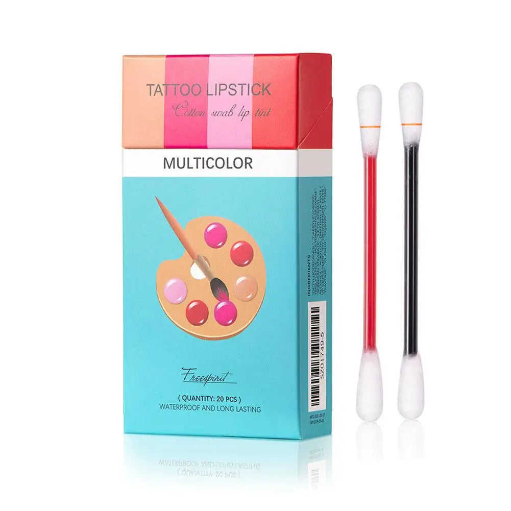 20cs/Set Liquid Lipstick Non-Stick Cigarette Tattoo Swab Cotton Makeup Waterproof Moisturizing Lip Gloss Portable Design Ko M6Y4