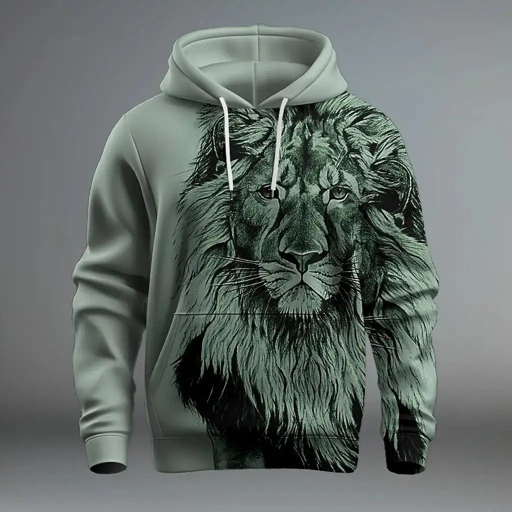 2024 Funny 3D Lion Printed Hoodies For Men Fashion Loose Sweatshirts Street Trend Harajuku Men's Clothes Autumn New Pullover - Lootquake