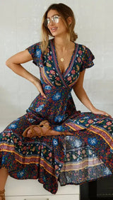 Vestido largo sexy con estampado de vacaciones de verano 2024 para mujer