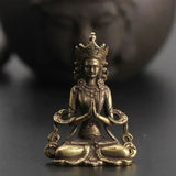 Statue Ornament Solid Brass Miniature Figurines Handmade Craft Living Room Office Home Decor Accessory Buddha Statue Pendant
