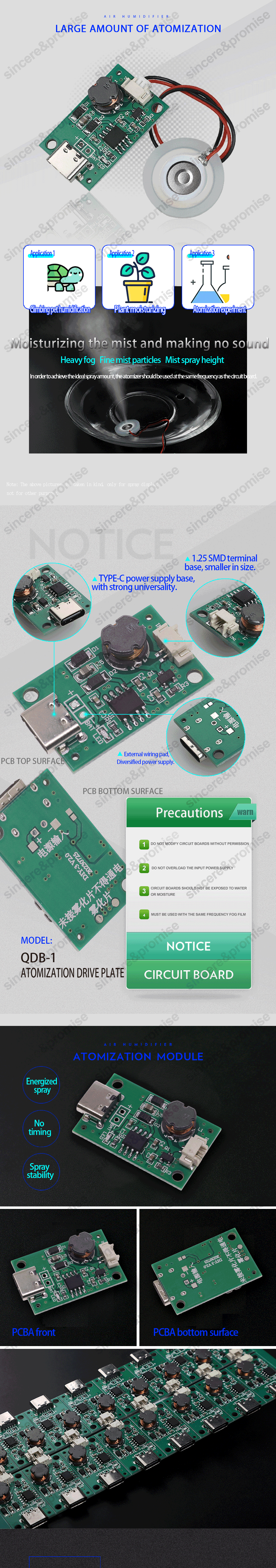 TYPE-C USB Mini Humidifier DIY Kits DC 5V Mist Maker And Driver Circuit Board Fogger Atomization Film Atomizer Sheet Oscillating