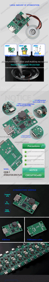 TYPE-C USB Mini Humidifier DIY Kits DC 5V Mist Maker And Driver Circuit Board Fogger Atomization Film Atomizer Sheet Oscillating