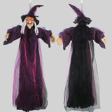 Halloween Hanging Witch Decor Skeleton with Sound Glowing Red Eyes Scary Talking Witch Halloween Decorations Haunted House Props