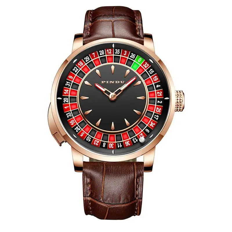 Pindu Player Gambling Series Men's Watch European Roulette Poker Game Fully Automatic Mechanical Sports Design Party Watch - Lootquake