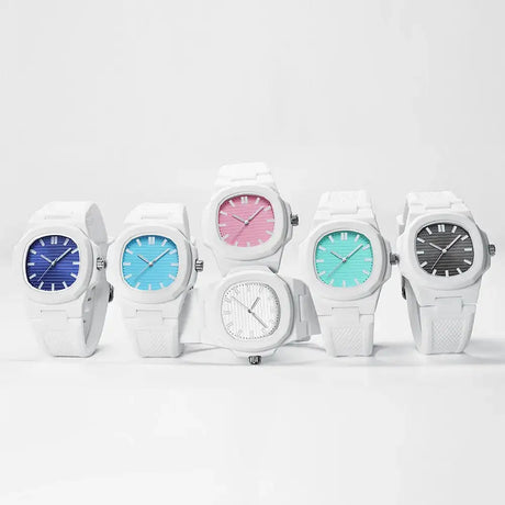 Square Stripe Color Silicone Men Watches Luxury Brand Waterproof Quartz Sport Couple Wristwatch Lover Gifts Rlojes Para Hombre - Lootquake