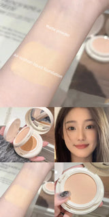 Polvos compactos mate para rostro, control de aceite, cobertura total natural, hidratante, blanqueador, base de maquillaje en crema, 2 en 1 cosmético
