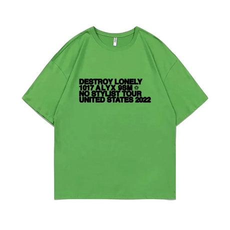 Rapper Destroy Lonely Alyx Print Tshirt Mens Oversized Cotton Short Sleeve Tees Men Hip Hop Rap Style T-shirt Man Street T Shirt - Lootquake