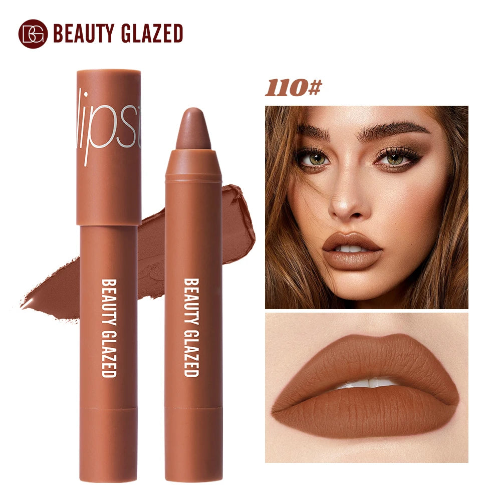 12-Color Matte Waterproof Lipstick Pen - Long-Lasting, Vibrant Berry Tone, Plant-Based Squalane, Smooth Application for All Skin