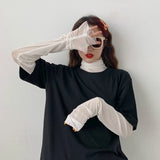 Camisa neón para mujer, de manga larga, con cuello alto, transparente, de malla amarilla dorada, sexy, para fiesta, club, ropa de calle, camisetas de hip hop