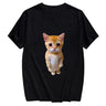 CLOOCL Cotton T-Shirt Red Wine Cat Middle Finger Pattern Printed