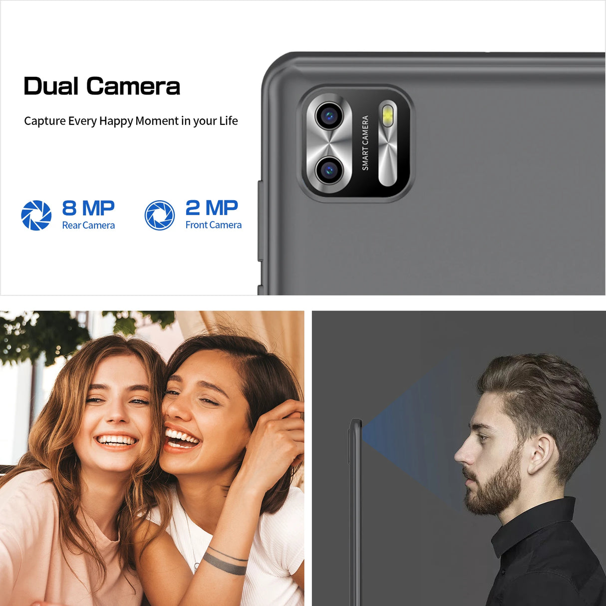 Tablette PRITOM 8 pouces Android 13, 8 Go (4+4 extensibles) RAM 64 Go ROM, 1 To extensible, écran IPS 1280x800, batterie 5000 mAh, double caméra, Wi-Fi