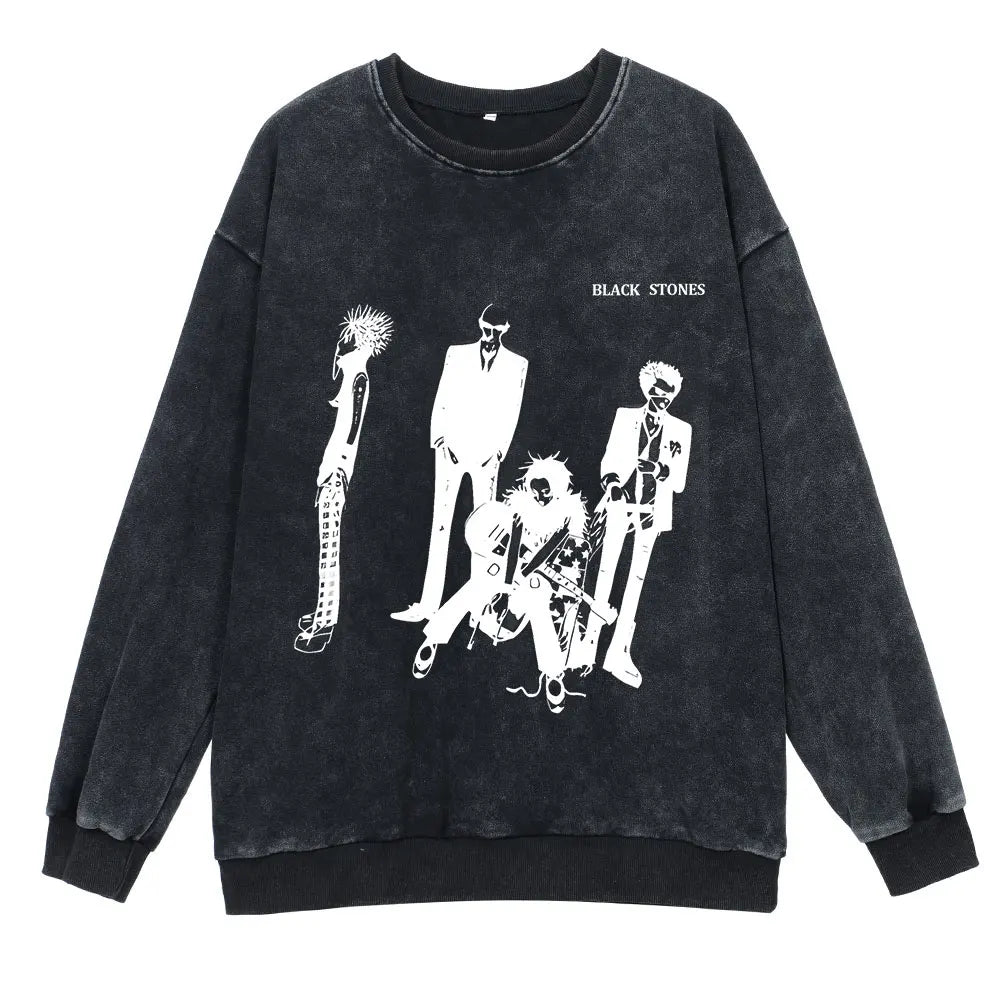 Anime Nana Osaki Round Neck Washed Pullover Casual 100% Cotton Men Women Hip Hop Harajuku Streetwear Vintage Sweatshirt - Lootquake