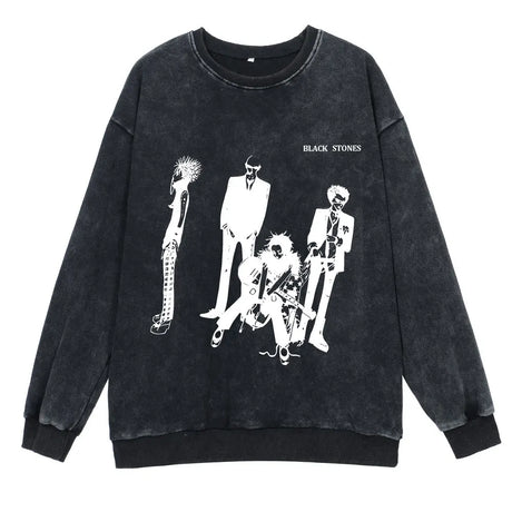 Anime Nana Osaki Round Neck Washed Pullover Casual 100% Cotton Men Women Hip Hop Harajuku Streetwear Vintage Sweatshirt - Lootquake