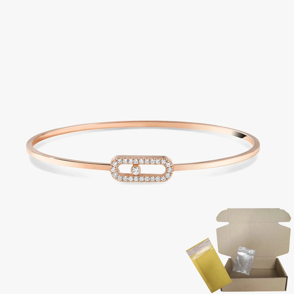 Pulsera de mujer en plata de ley S925, serie clásica MOVE/TWIN, pulsera de diamantes franceses, regalo navideño, joyería de alta calidad.