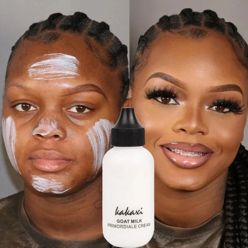 Base de maquillaje líquida de leche de cabra de 50 ml, hidratante, control de grasa, mate, corrector, resistente al agua, para el acné, maquillaje.
