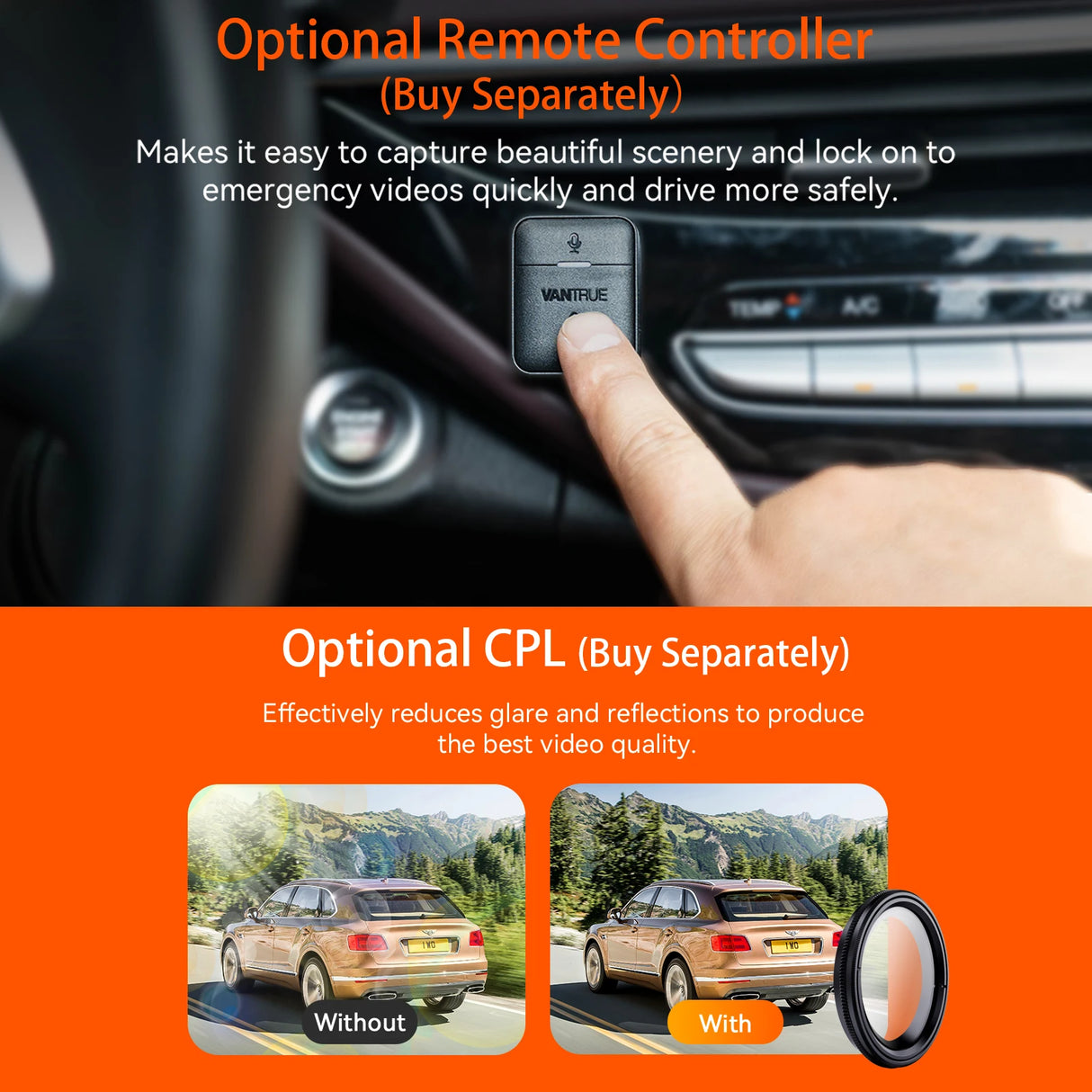 Cámara de salpicadero Vantrue N4Pro 4K Wi-Fi de 3 canales con control de voz, IMX678, visión nocturna, HDR, GPS, modo de carga 24 horas, para coche