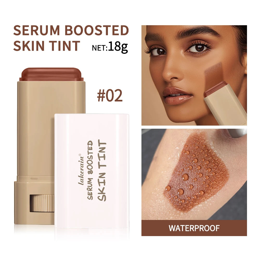 Foundation Tint Stick Balm Serum Boosted Skin Tint Plumper Foundation Stick Smooth Plumper Travel 6 Colors with Fingertips Makeu