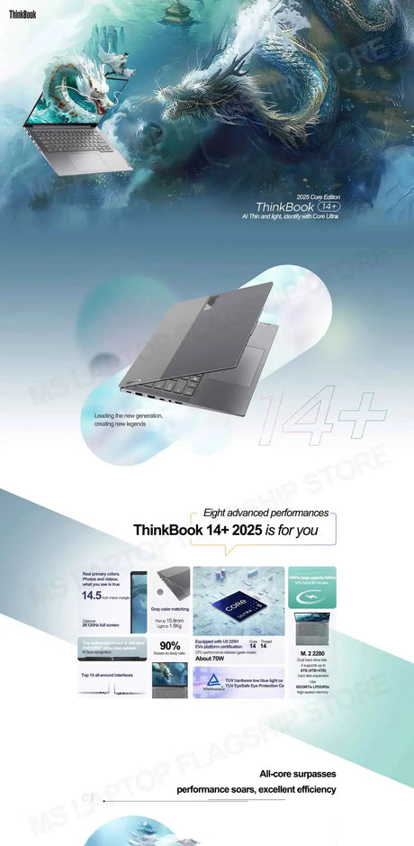 【2025 New】Lenovo ThinkBook 14+ U5-225H/U7-255H/U9-285H Arc 130T/140T 14.5inch 3K 120Hz Matte Screen - Lootquake