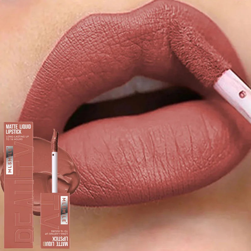 Rouge à lèvres liquide mat 6 couleurs, longue tenue, teinte antiadhésive, brillant à lèvres nude, waterproof, maquillage