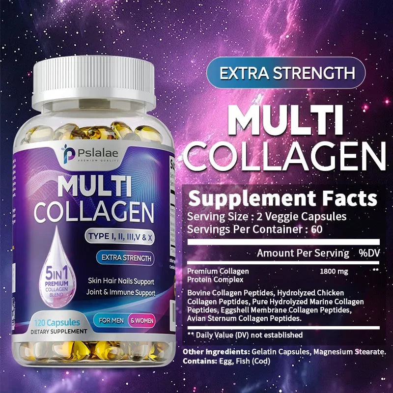 Multiple Collagen - Supports Skin, Hair, Nails and Joints Health, Support Cell Health, Anti-aging, Antioxidant