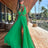 2024 Fashion New Women's Sexy Vacation Dress Solid Long Dress Cut Out Exposed Waist High Slit Suspender Long Skirt - Lootquake