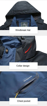 Men Autumn Jacket Camping Hiking Trekking Windbreaker Waterproof With Hood Spring Outdoor Sports Travel Climbing Coats - Lootquake