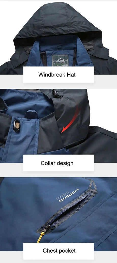 Men Autumn Jacket Camping Hiking Trekking Windbreaker Waterproof With Hood Spring Outdoor Sports Travel Climbing Coats - Lootquake