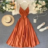 Neploe Vintage Print Holiday Long Dress Women High Waist Hip A Line Vestidos Summer 2025 New V Neck Sleeveless Camis Robe Slim - Lootquake