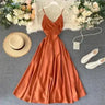Neploe Vintage Print Holiday Long Dress Women High Waist Hip A Line Vestidos Summer 2025 New V Neck Sleeveless Camis Robe Slim - Lootquake