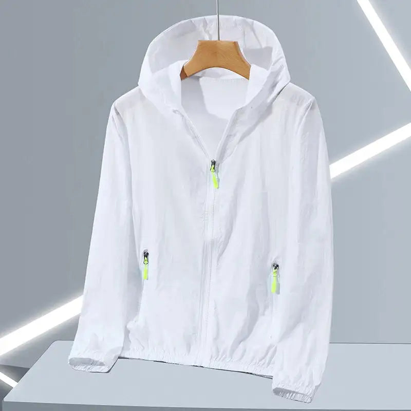 Chaqueta cortavientos de verano 2023 para hombre, talla grande, con protección solar, estilo coreano, ultrafina, con cremallera y capucha