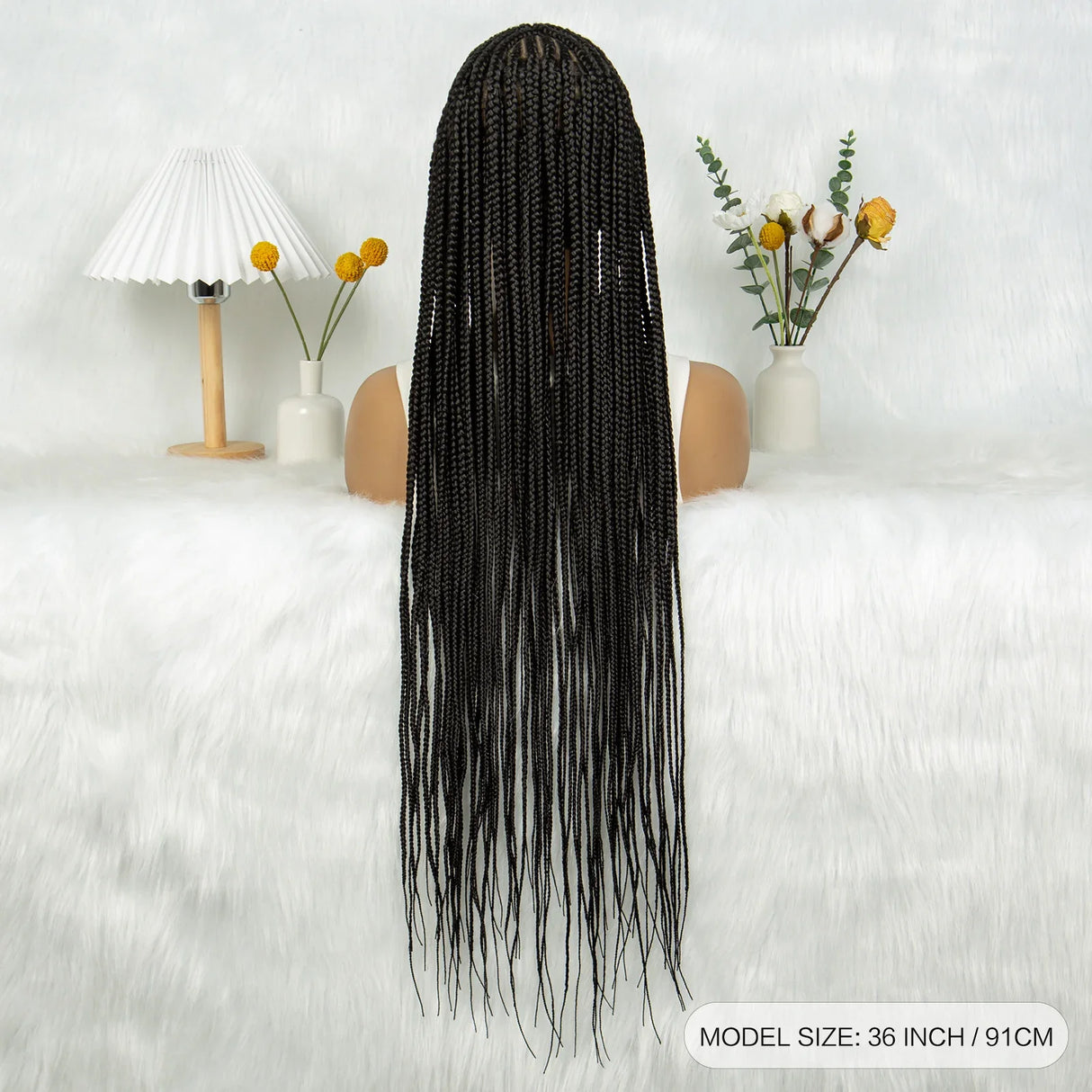 36" Cornrow Braided Wig | Full Lace Braided Wig | Box Braids | Long Braids | Synthetic Hair | Black Women