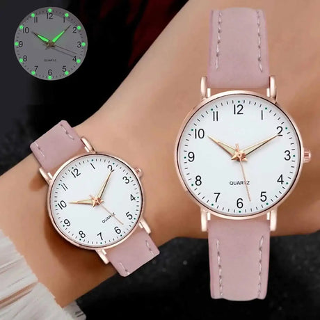 Reloj Mujer Fashion Watch for Women Leather Belt Watches Ladies Luxury Analog Quartz Luminous Wristwatch Clock Relogio Feminino - Lootquake