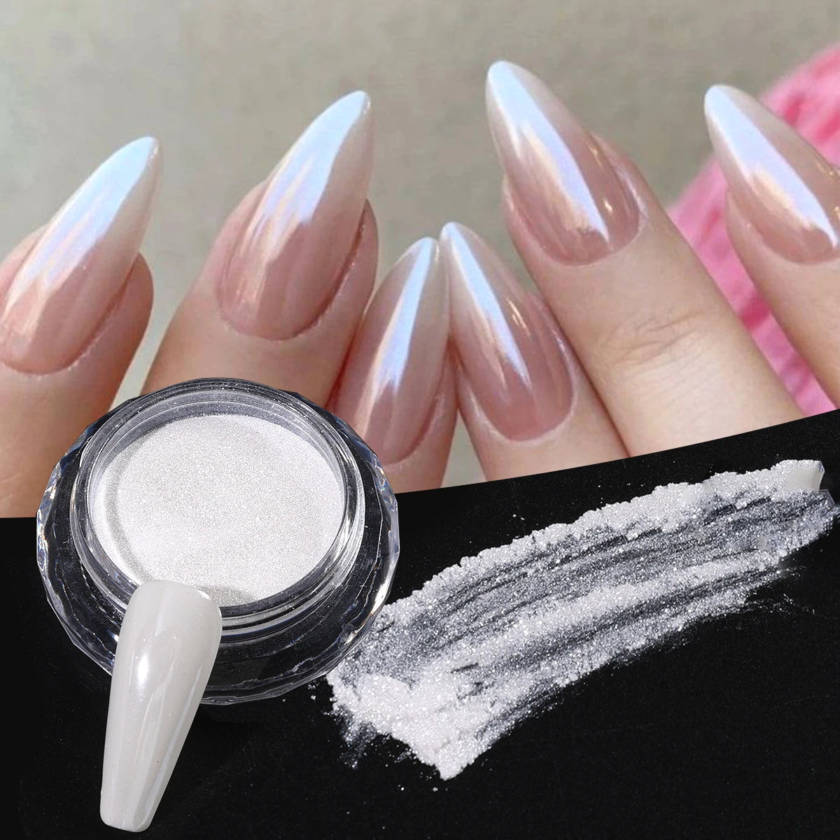 Water Glossy White Nail Chrome Powder Elegant Moonlight Fine Rubbing Dust DIY Charm Gentle Style Wedding Decor Manicure Pigment